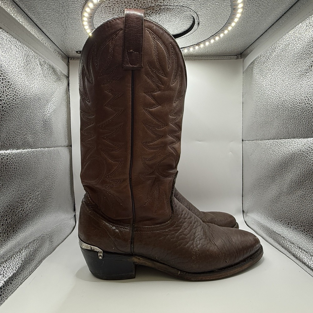 Men's Palomino‎ Cowboy Western Leather Boots Size 8 D Made In USA Brown **